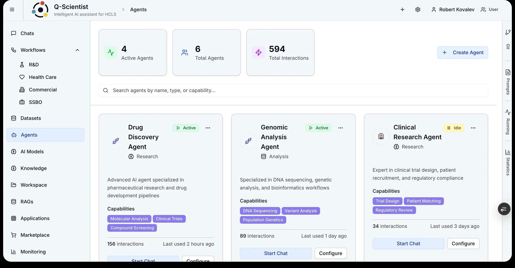 Q-Scientist Platform Screenshot